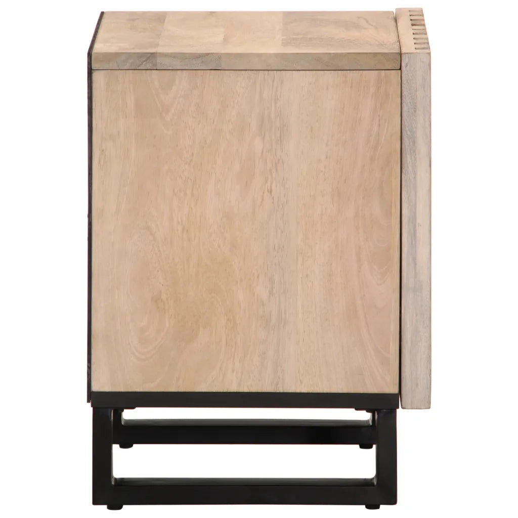 Comodini 2pz 40x34x46 cm in Legno Massello di Mango Sbiancato 377423