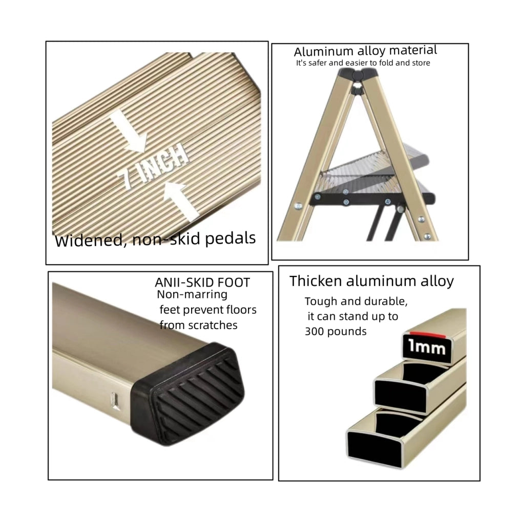 Scaletta Pieghevole 3 Gradini Antiscivolo Portatile ¨C MINIMAL ¨C Leggera, Portata 150 kg