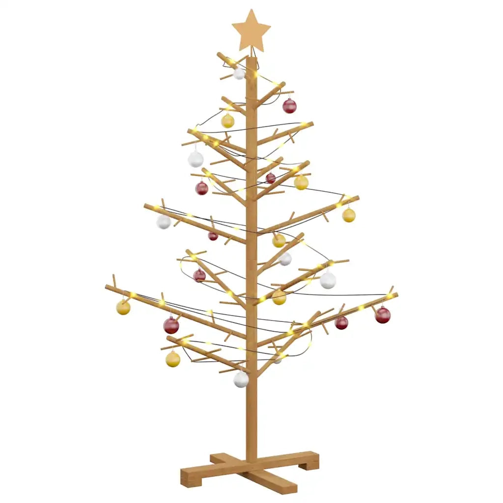 Albero di Natale in legno con supporto Marrone 125 cm 42018060