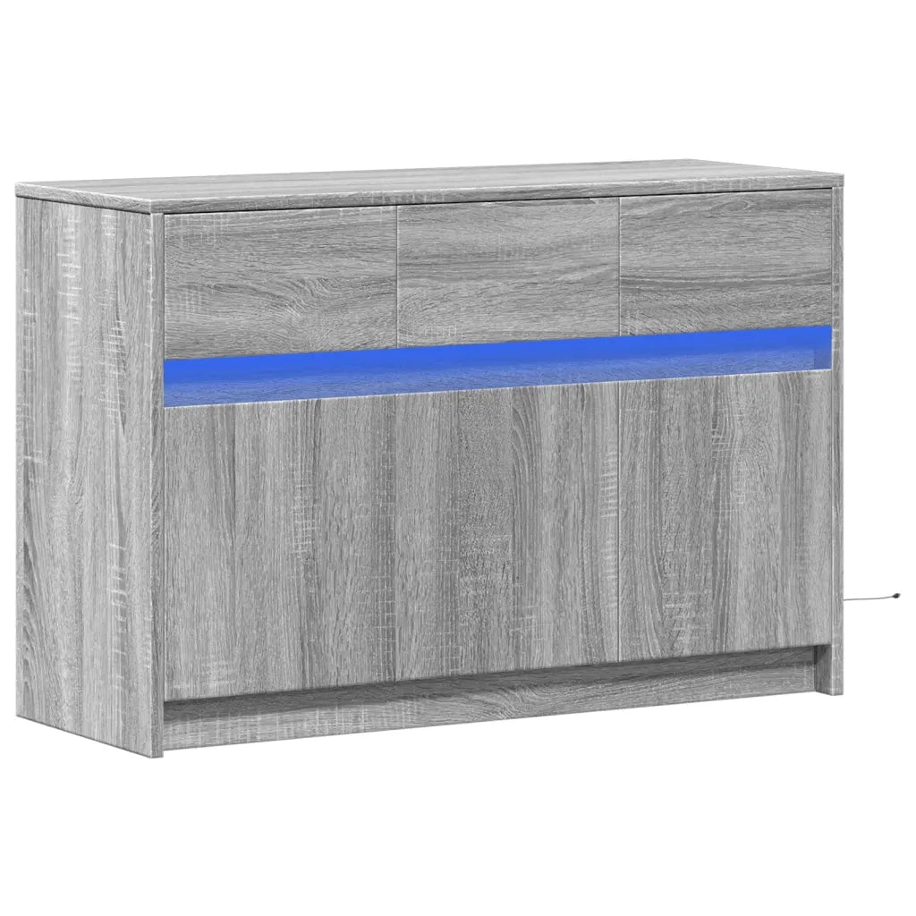Mobile Porta TV con LED Grigio Sonoma 91x34x61 cm in Truciolato 852185