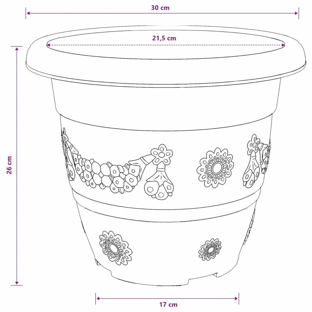 Vaso Rotondo per Fiori 24 pcs Rosso Mattone Ø 26 x 21.5 cm 42020291
