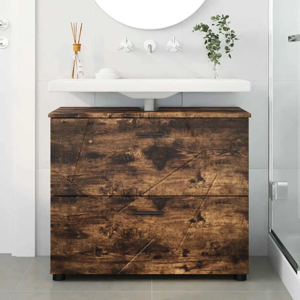 Mobile da Bagno con cassetto Rovere fumé 76,5 x 35 x 64 cm 883299