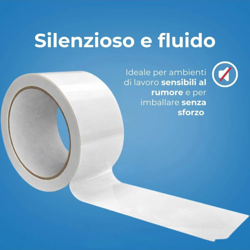 Nastro adesivo silenzioso bianco 50x132m per imballaggio professionale