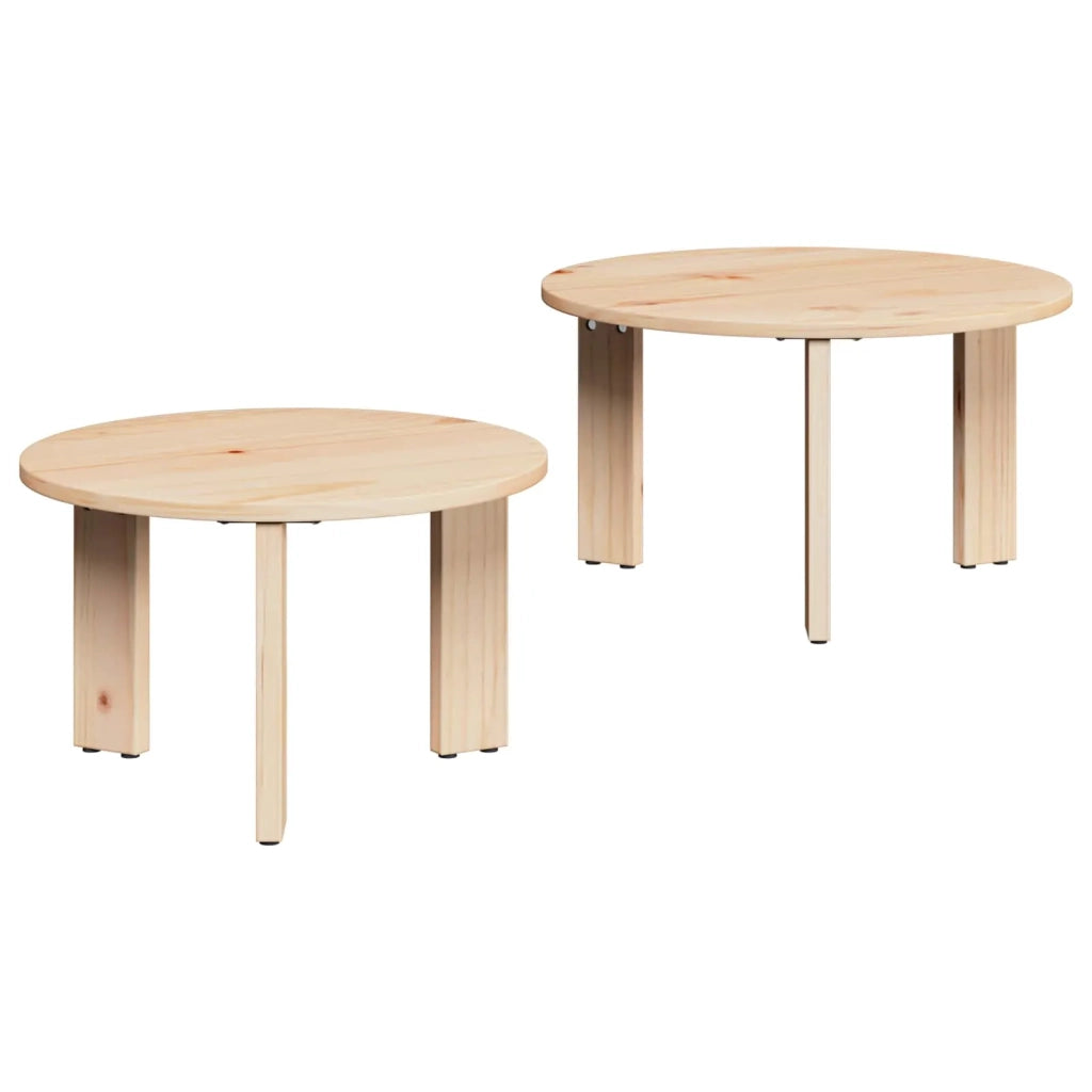 Tavolino da salotto 2 pcs Naturale Legno massello di pino 873559