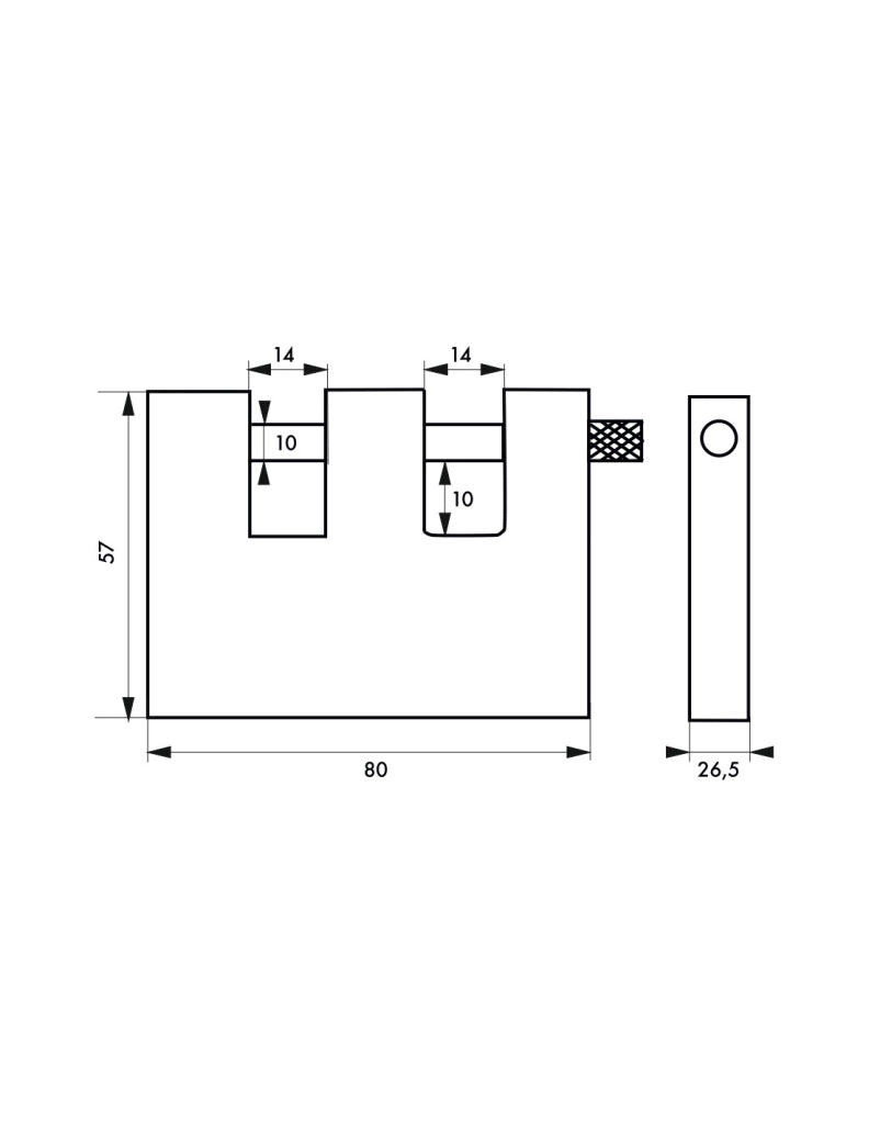 Lucchetto LAND blindato 80 mm, doppio arco, 3 chiavi – THIRARD