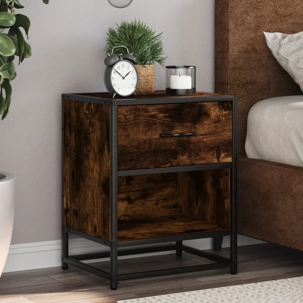Set di 2 Comodini | Armadio da Notte | Mobiletto da notte Rovere Fumo 40x31x50 cm in Truciolato