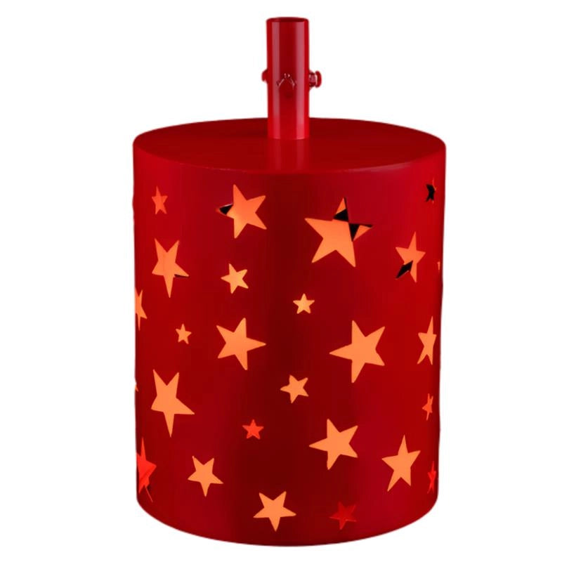 MAURY'S BASE SUPPORTO ALBERO DI NATALE IN METALLO ROSSO CON STELLE E LED DIMENSOINI 30X30X48H CM