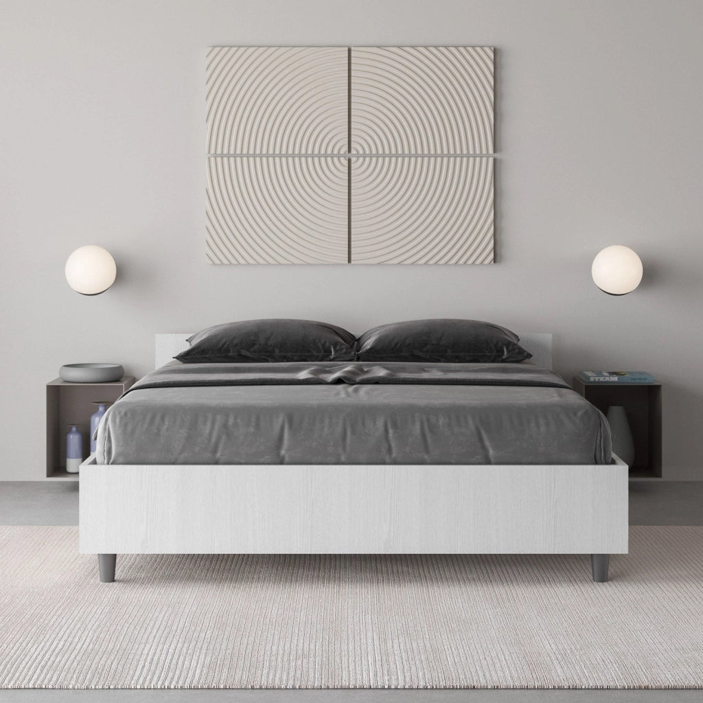 Letto matrimoniale francese contenitore 140x190 cemento Nuamo