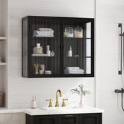 Mobile da ingresso a muro ¨C Minimal ¨C Bianco e nero, vetro trasparente, 3 ripiani, 70 cm, salvaspazio