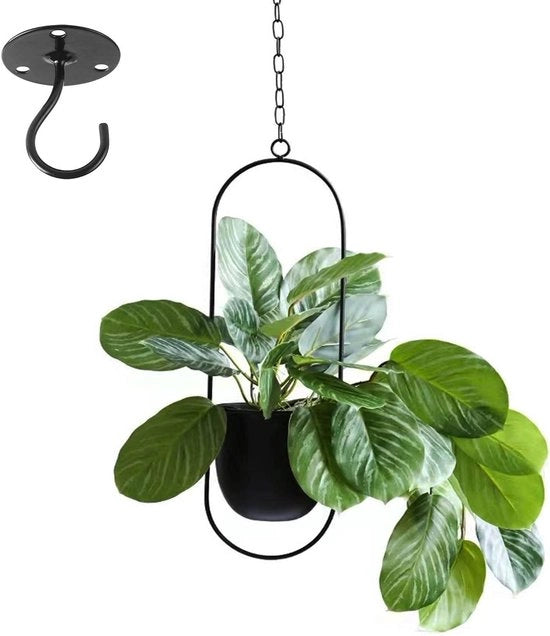 Decorazione pendente metallica nera per piante da appartamento, piante grasse e piante aeree (nera 1 pezzo)