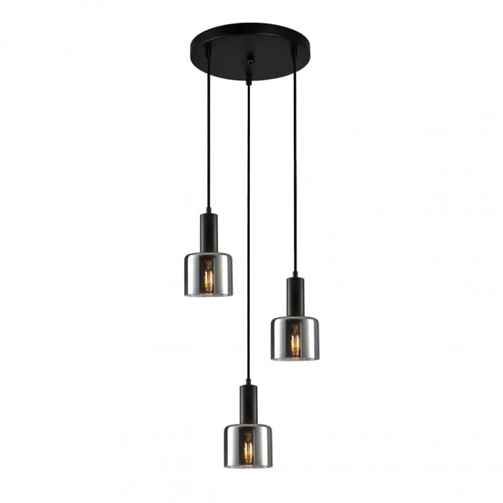 Lampadario Italux Santia moderno nero vetro 3 luci E27