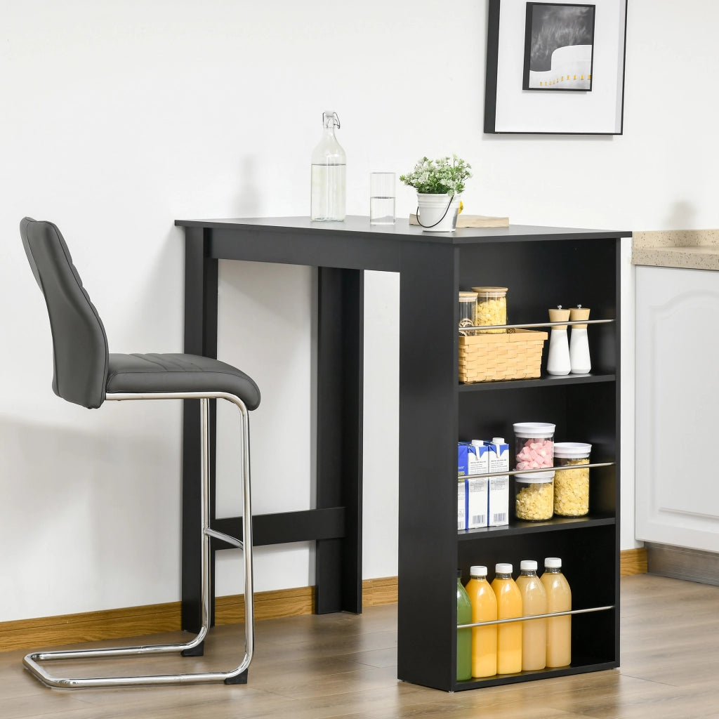 Tavolo da bar con mensole ¨C zephmum ¨C in legno, nero, 112x57x106cm