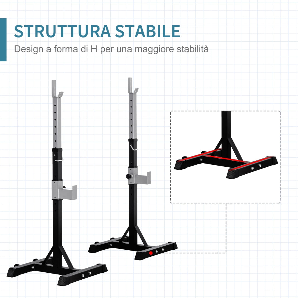 Rack Porta Bilanciere Acciaio ¨C Zephmum ¨C Nero 55x57x105-170cm