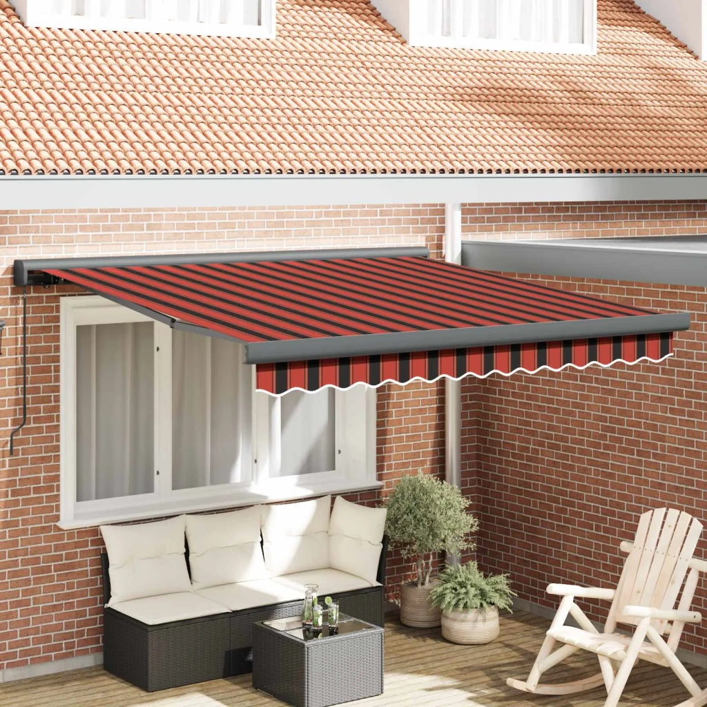 Tenda Retrattile Rosso e Nero 350 x 250 cm Tessuto e Metallo 3330239