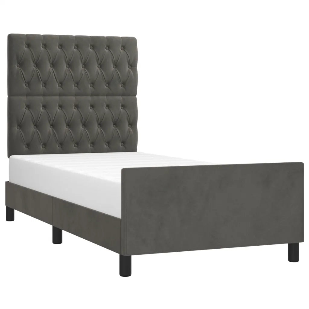 Giroletto con Testiera Grigio Scuro 90x200 cm in Velluto cod mxl 63879