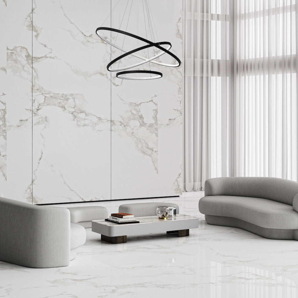 Lampadario LED moderno nero 3 anelli 93W 4000K Milagro