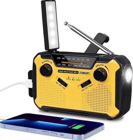 Radio di Emergenza - Radio Portatile con Batteria Ricaricabile 3000 mAh Radio di Emergenza con Sirena SOS e Luce di Segnalazione per Campeggio, Esterno e Situazioni di Mancanza di Elettricità.