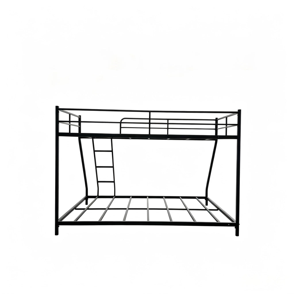Letto a castello in metallo nero salvaspazio con 2 posti letto 200x140x137 cm