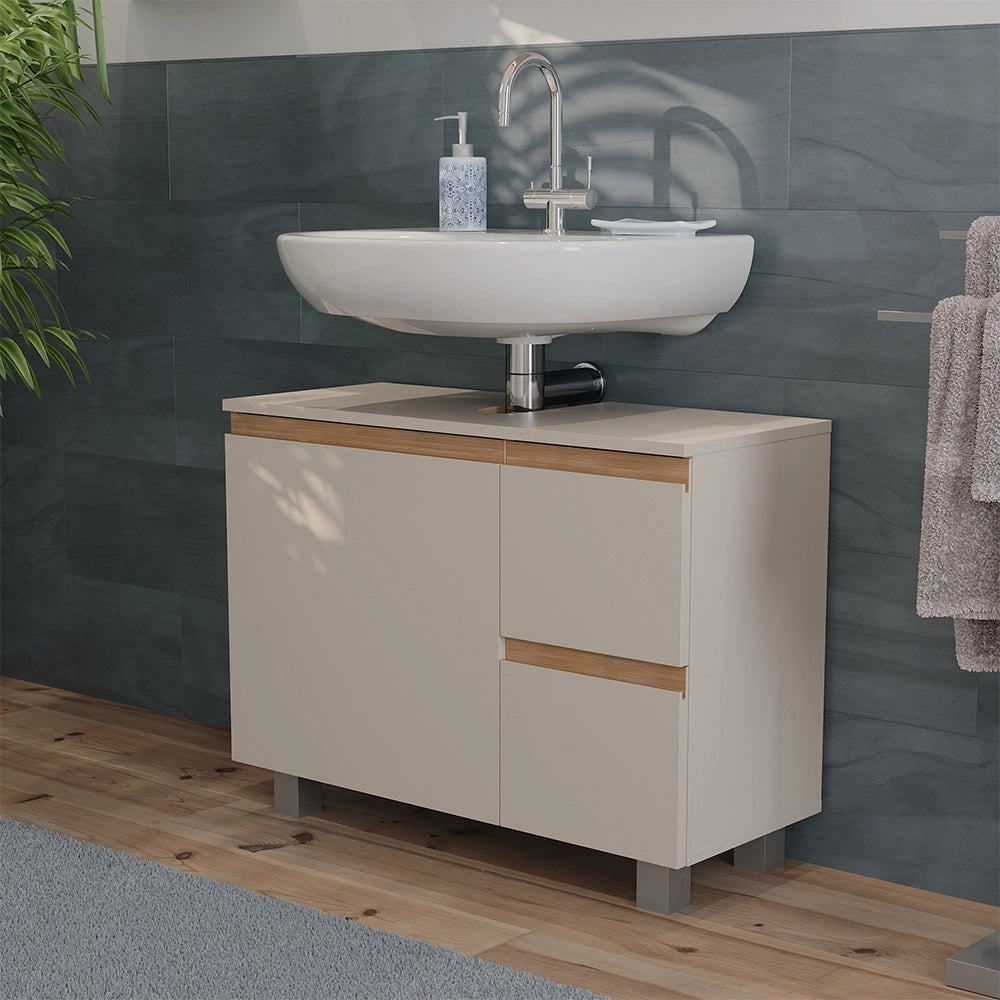 Vicco Mobile sottolavabo per bagno Cashmere/Artigianale 80 x 60.8 cm con 2 cassetti