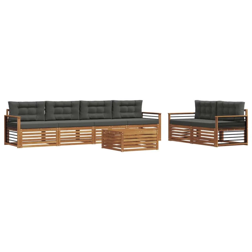 Set di divani da esterno con cuscino 7 pcs Naturale e Antracite