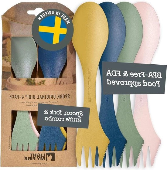 Set di Cucina da Campeggio 4 Pezzi Spork Originale Senza BPA - Cucina da Pic-Nic Esterna - Combo 3 in 1 Spork Essenziali per il Bushcraft