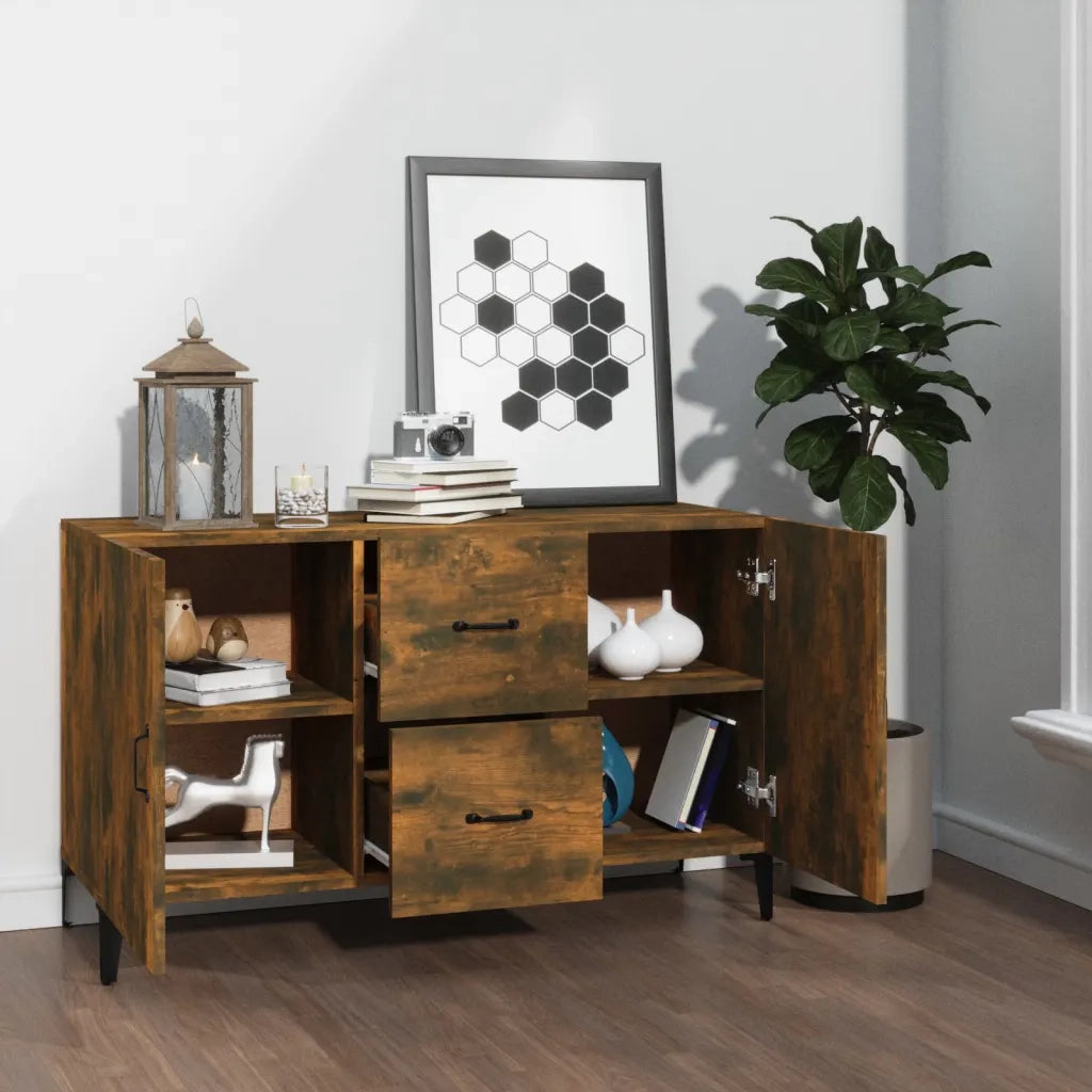 Credenza | Madia | Buffet da pranzo | Armadio da pranzo Rovere Fumo 100x36x60 cm in Legno Multistrato