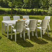 Arabesch, Tavolo da Esterno 10 Posti Made in Italy, 90x220x72h cm Bianco