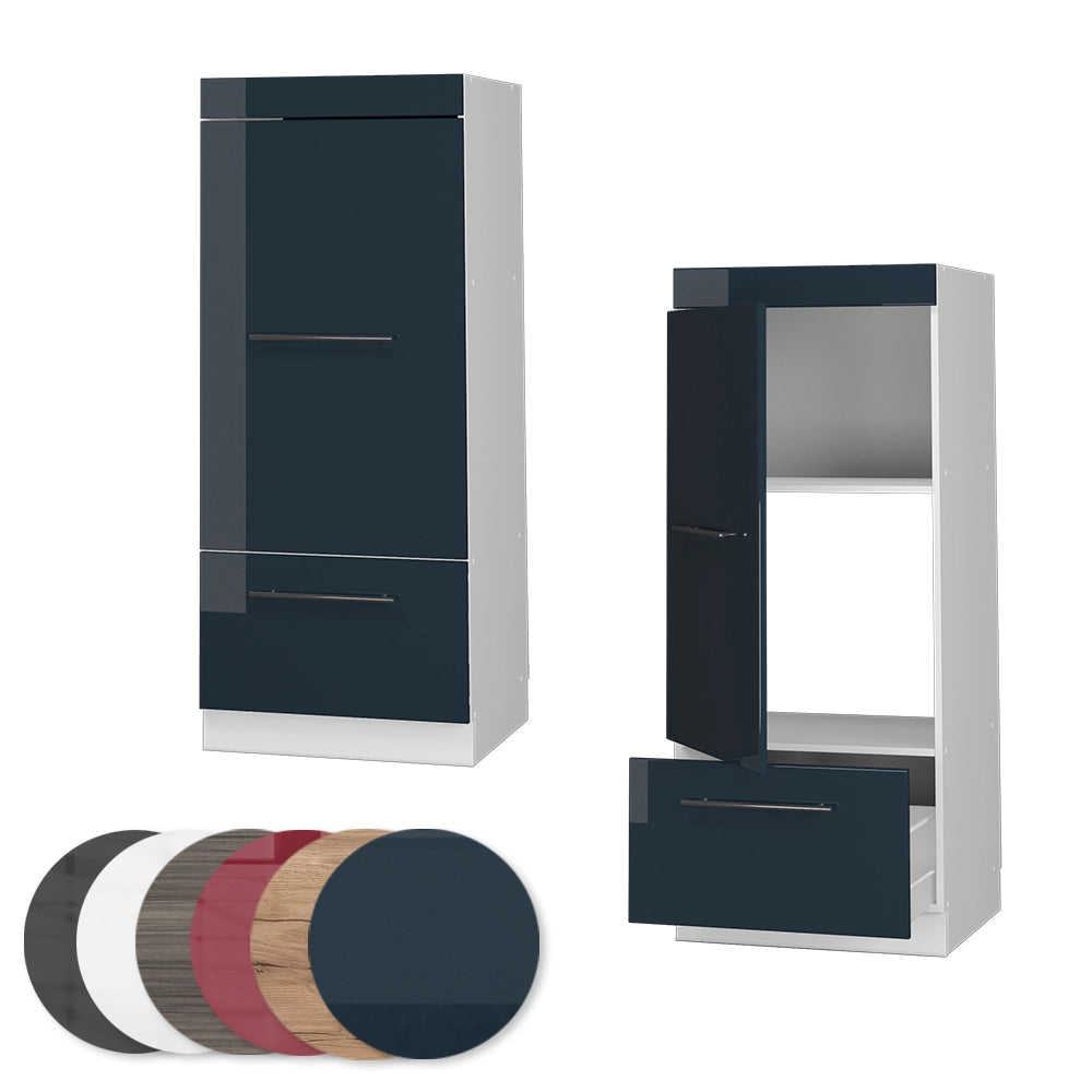 Mobile cucina microonde Fame-Line Blu scuro lucido/Bianco 60 cm Vicco