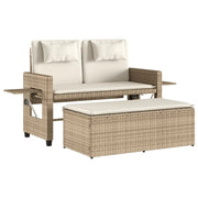 Panchina Reclinabile da Giardino | Panca da Giardino con Cuscini Beige in Polyrattan