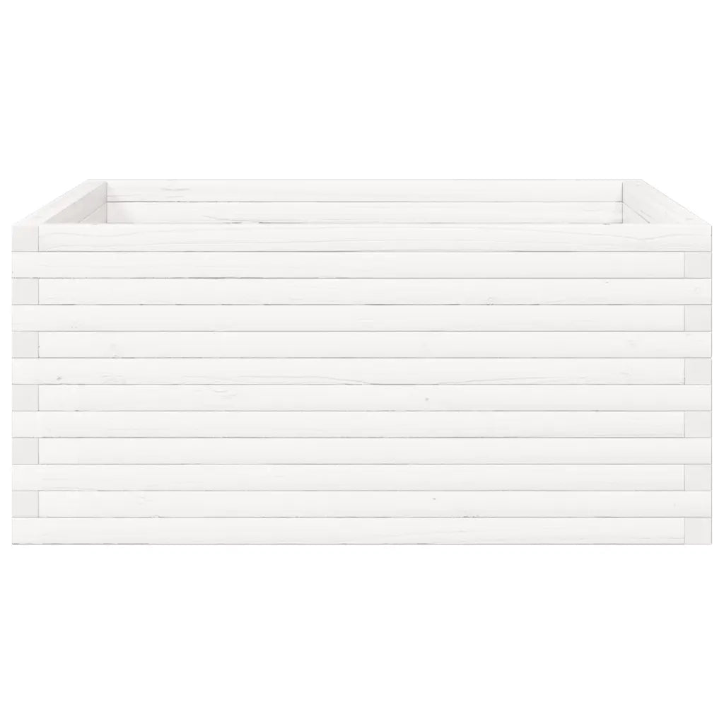 Fioriera da Giardino Bianca 100x100x46cm Legno Massello di Pino