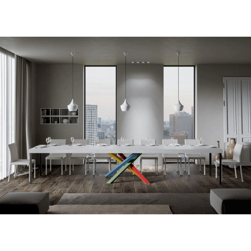 Tavolo allungabile 140/400x90 cm Volantis Premium telaio Multicolore 4/B - Bianco Frassino