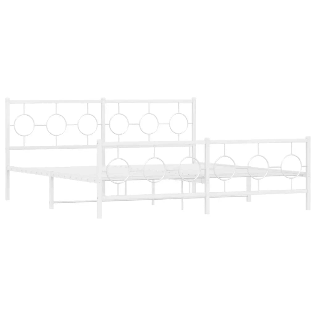Giroletto con Testiera e Pediera-Struttura Letto Metallo Bianco 183x213 cm 912186