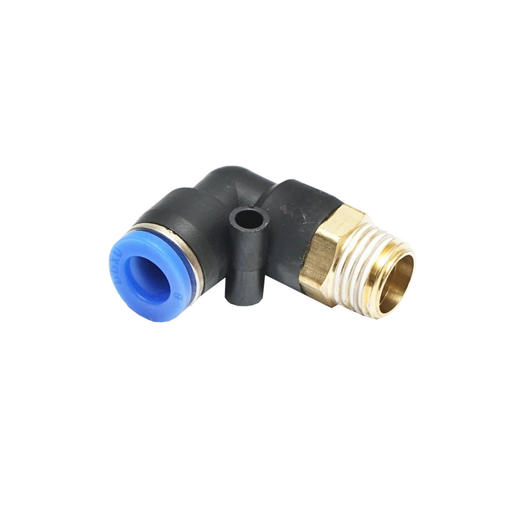 Gomito di riduzione rapida in plastica per tubo da 8 mm e filettatura metallica da 1/4