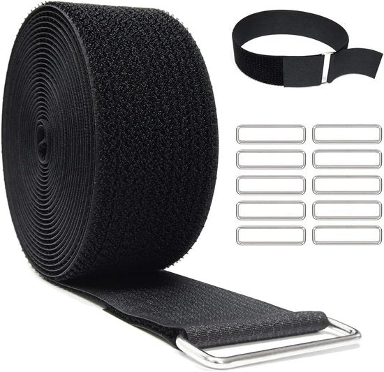 Nastro adesivo - 25 connessioni metalliche - tagliabile su misura - 5 cm di larghezza - 5 m di lunghezza - nero