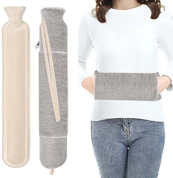 Lunga vaschetta di acqua calda con manico e chiusura a cerniera - 2L flacone di gomma per vaschetta di acqua calda per sollievo dal dolore