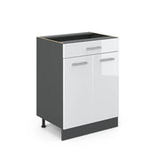 Vicco Mobiletto base per cucina Bianco lucido 60 cm con cassetto, senza piano di lavoro