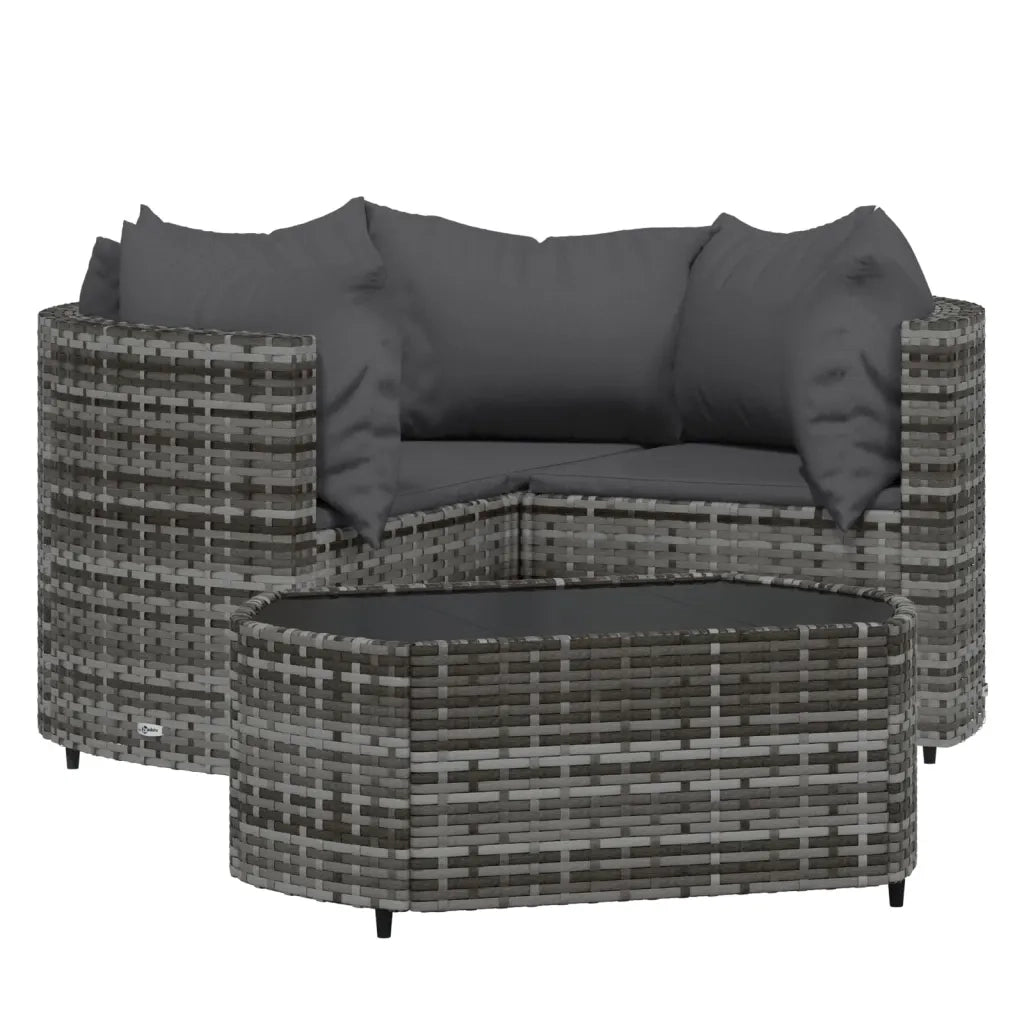 Set Divani da Giardino 4 pz con Cuscini in Polyrattan Grigiocod mxl 130077