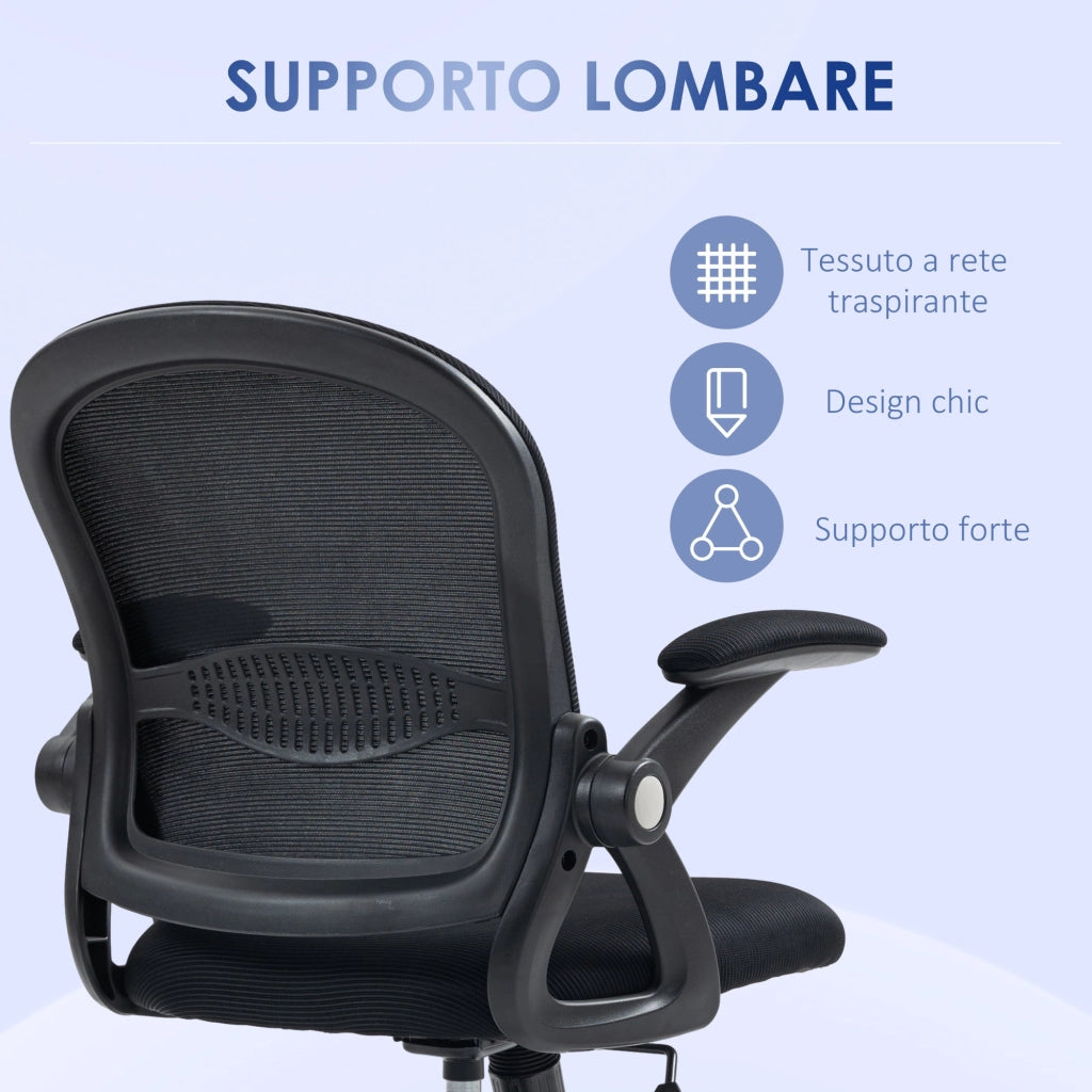 Sedia Operativa da Ufficio 65.5x61.5x88-97.5cm con Schienale a Rete Nero