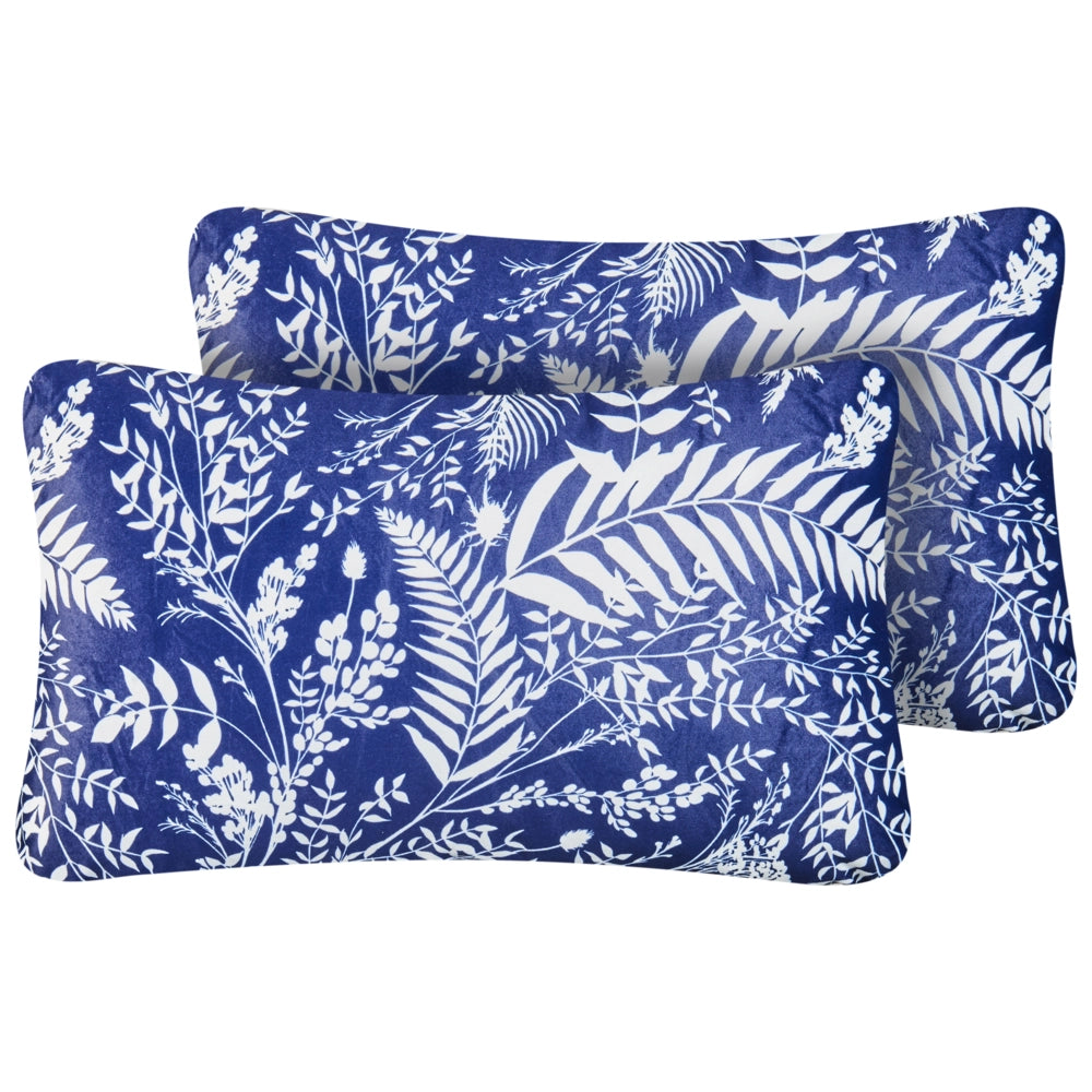 Set di 2 cuscini da esterno Accessori da giardino Motivo vegetale 30 x 50 cm Blu