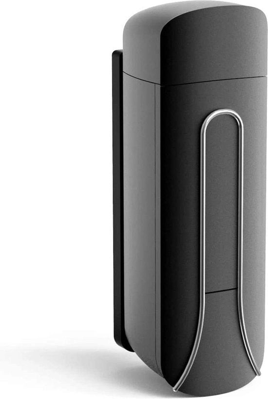Dispensatore di sapone da parete per bagno e cucina con gel doccia e sapone per mani, contenitore in plastica 350 ml, nero.