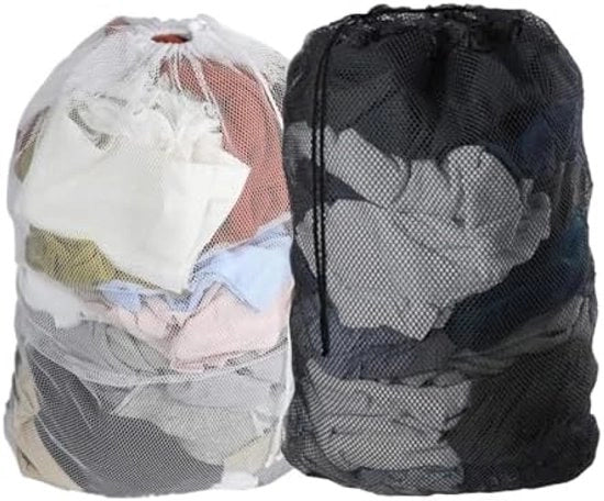 2 set di sacchetti a rete, 60 x 90 cm organizzatore per lavatrice, grandi sacchetti a rete con cordino chiusura, per viaggi, grandi capi, coperte, ripostiglio giocattoli, appartamento universitario, appartamento