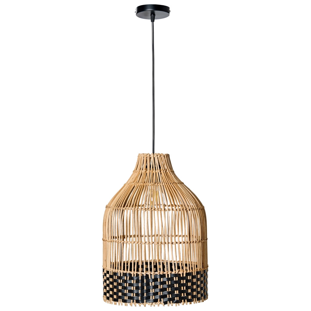 Lampada a sospensione in rattan naturale con struttura in ferro Lampadario in stile boho intrecciata a mano Illuminazione