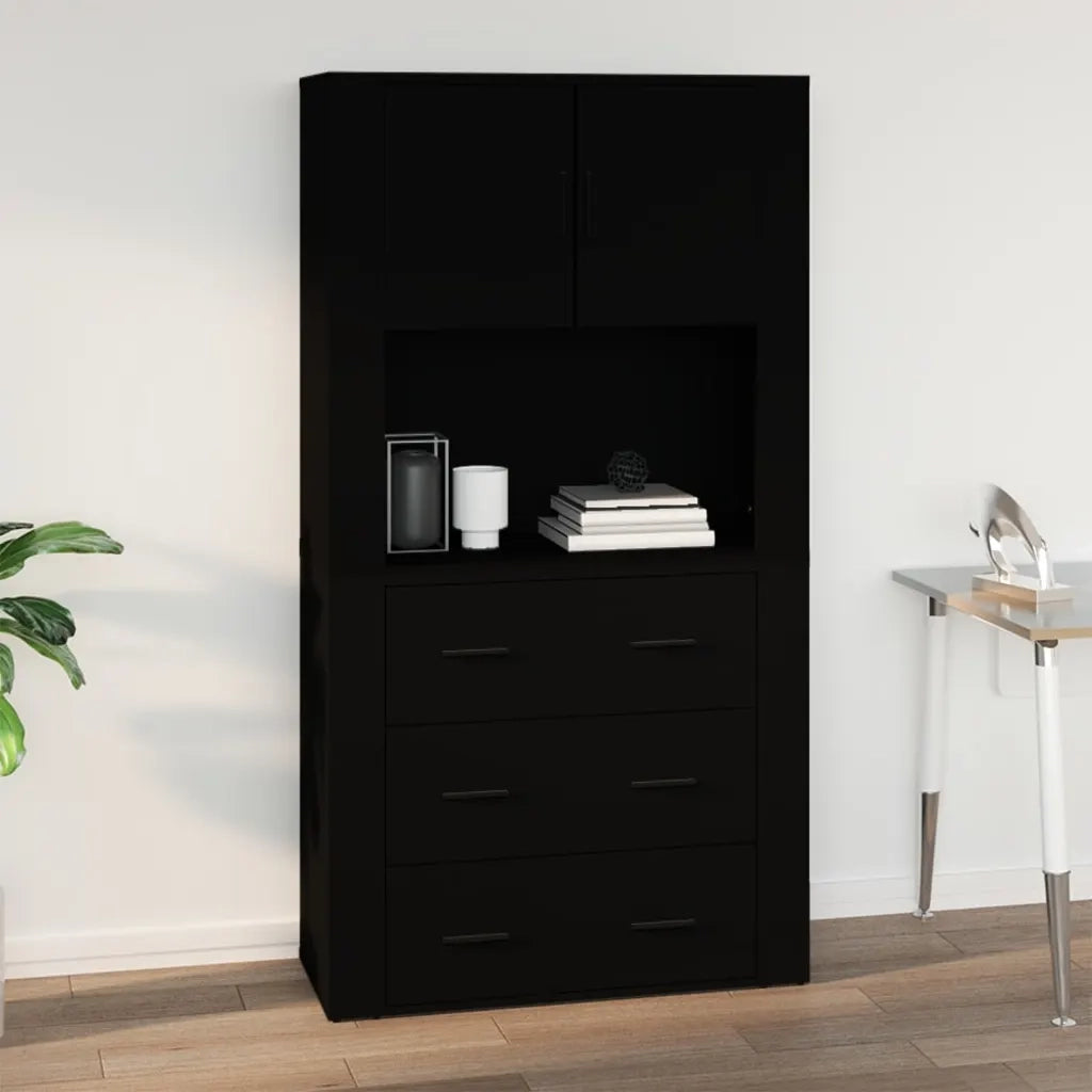 Armadietto a Muro | Mobile a Parete Nero 80x33x80 cm in Legno Multistrato