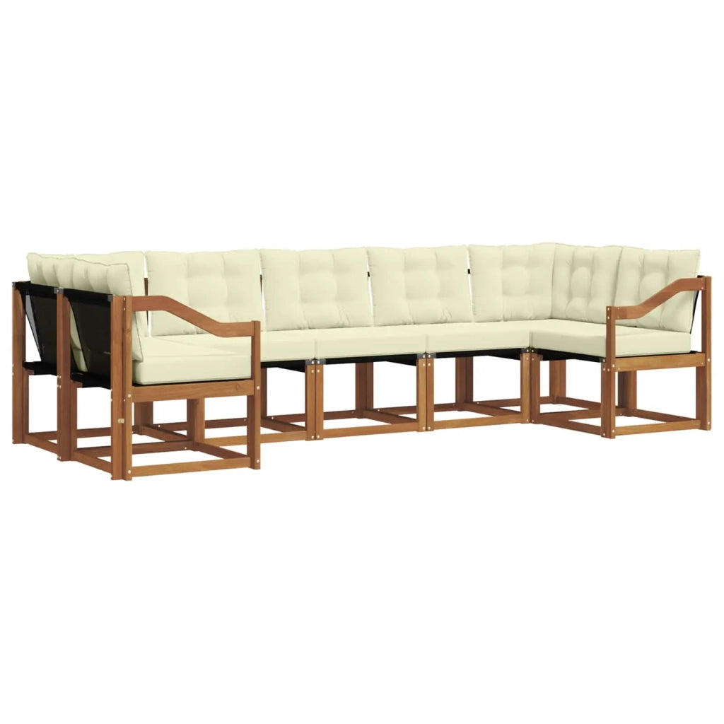 Set di divani da esterno con cuscino 7 pcs Naturale e Crema