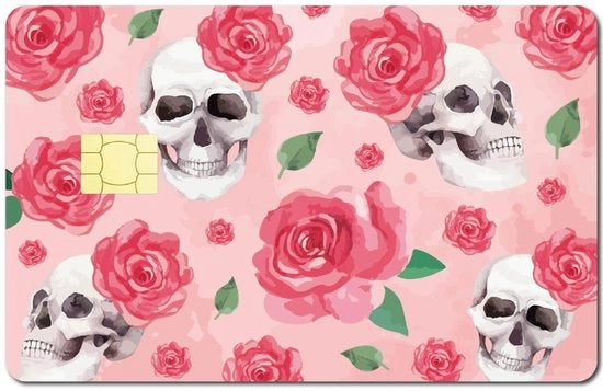 Sticker per schedel roos - Design roso - Acquasostile e sottile - Set da 4 - Personalizzabile su carta di credito