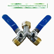 Splitter per tubi di giardino in ottone, Y-ventilatore per tubi con Y-ventilatore e maniglia lunga per alta circolazione, splitter con vite (blu).