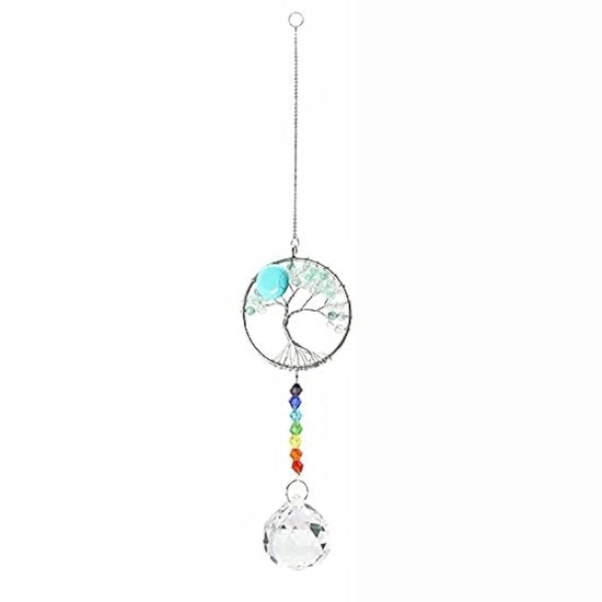 Decorazione per finestra/giardino - Hanger a cristalli prisma - Albero della vita - Decorazione per finestra/giardino - Feng Shui - Materiale: rame/cristallo - Dimensione: 14 pollici - Hanger per finestra