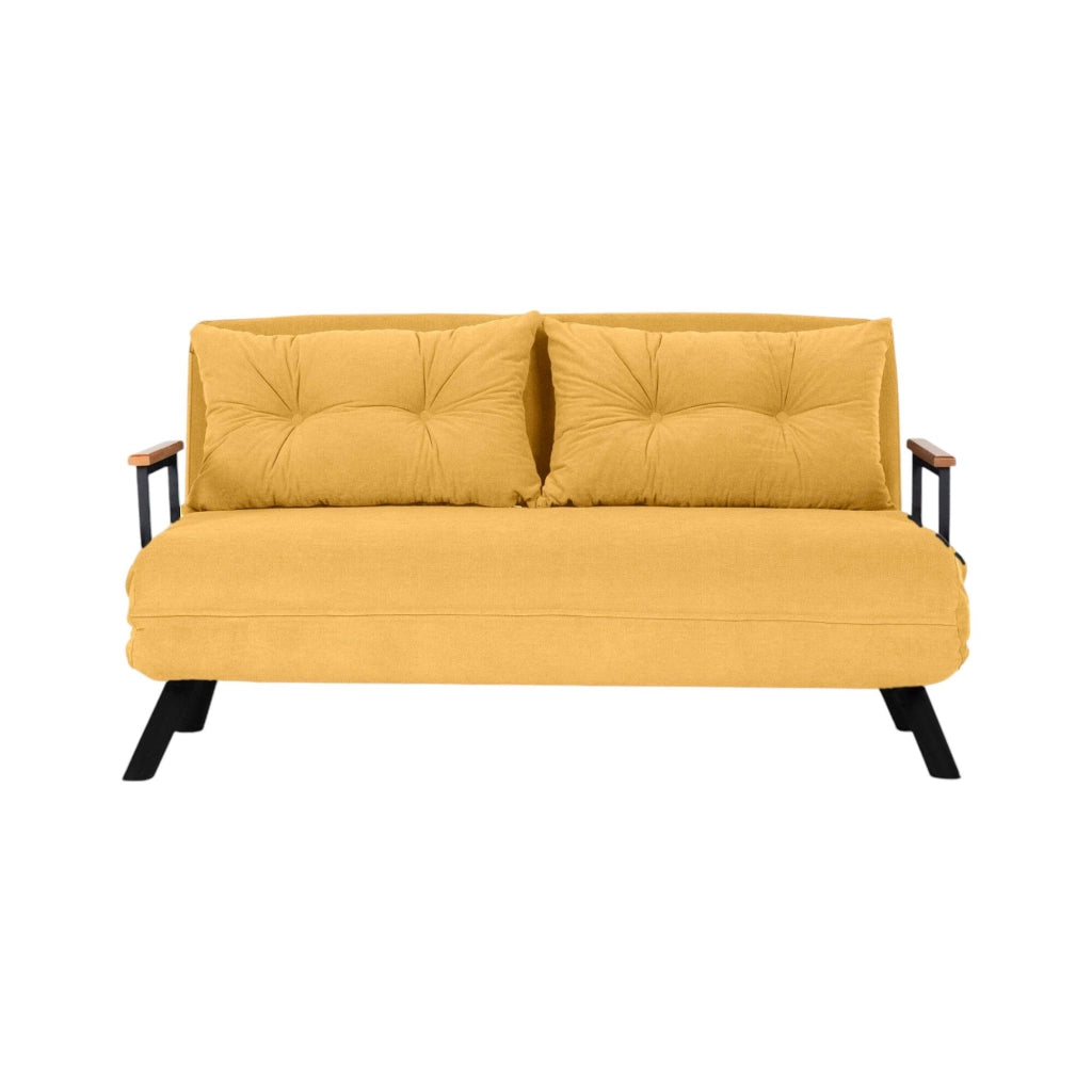 Calvin, Divano Letto 2 Posti Contenitore, 133x78 cm Giallo