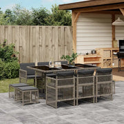 vidaXL Set da Pranzo da Giardino 11pz con Cuscini in Polyrattan Grigio