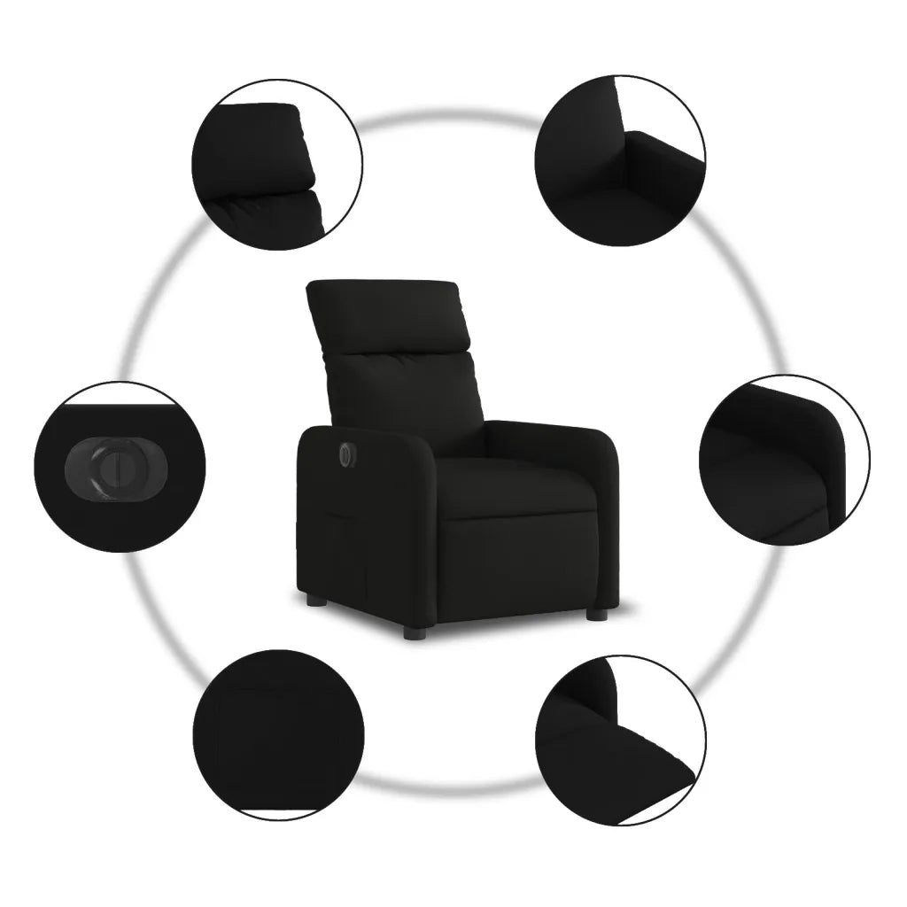 Poltrona | Sedia Relax Elettrica Reclinabile Nera in Tessuto